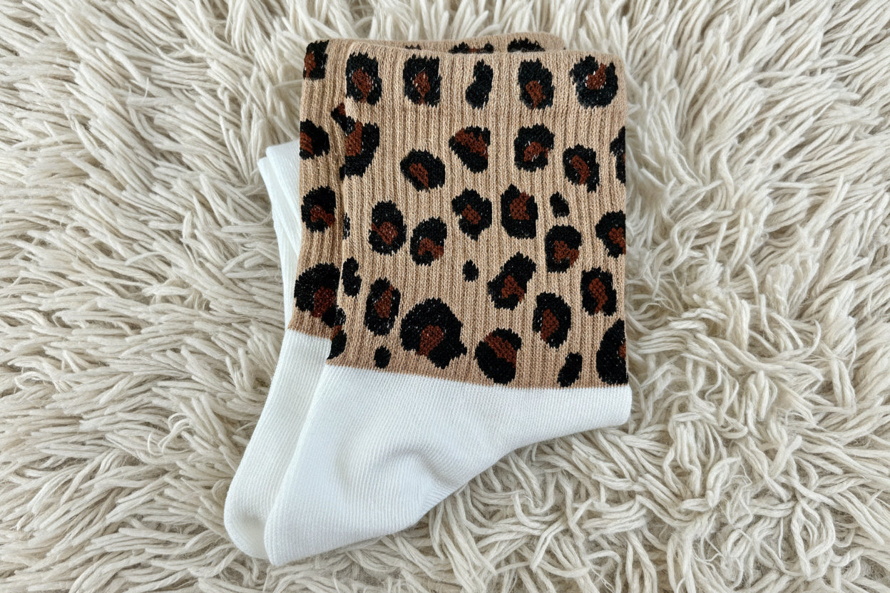 Chaussettes léopard Lucette - Blanc