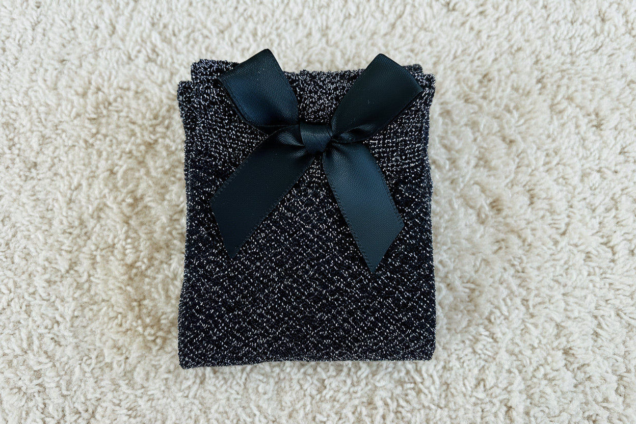Chaussettes fines à paillettes avec noeud Martine