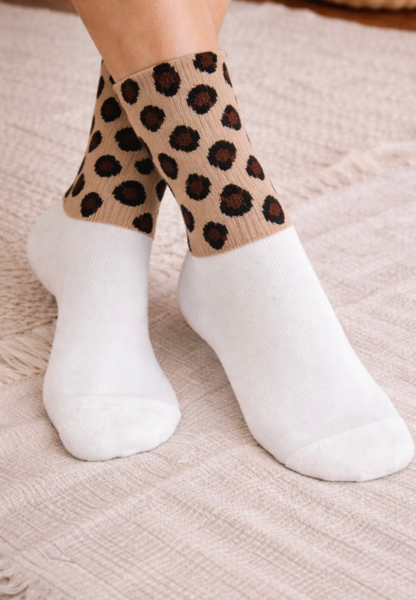 Chaussettes léopard Lucette - Blanc